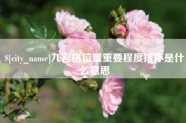 灵宝九宫格位置重要程度排序是什么意思